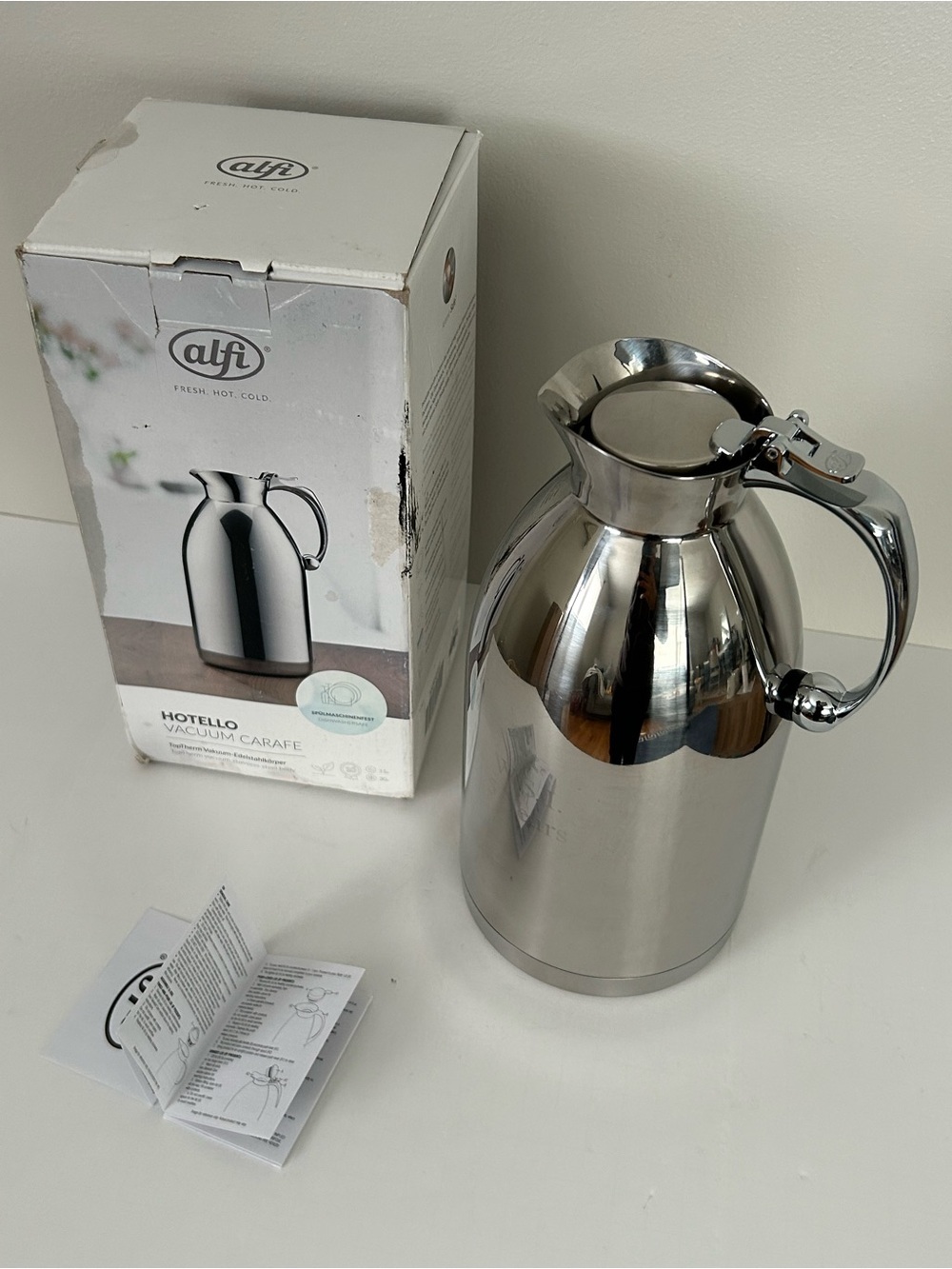 Alfi Hotello Stainless Steel Vacuum Insulated Thermos Carafe 1.5 L Hot & Cold